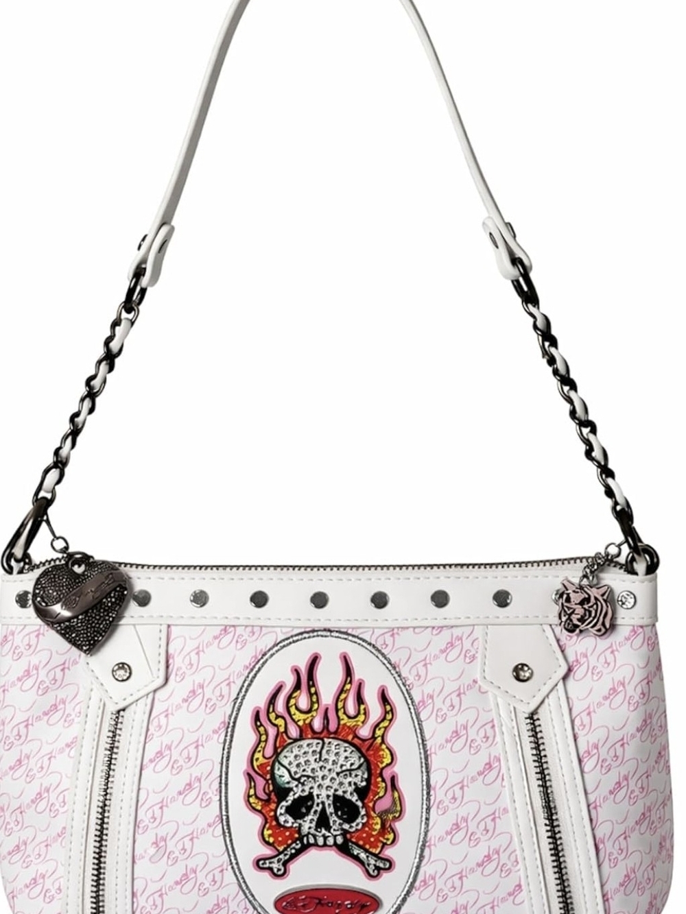 ED HARDY Women’s Shoulder Handbag with Skull Flame Graphic, Monogram - Picture 3 of 5